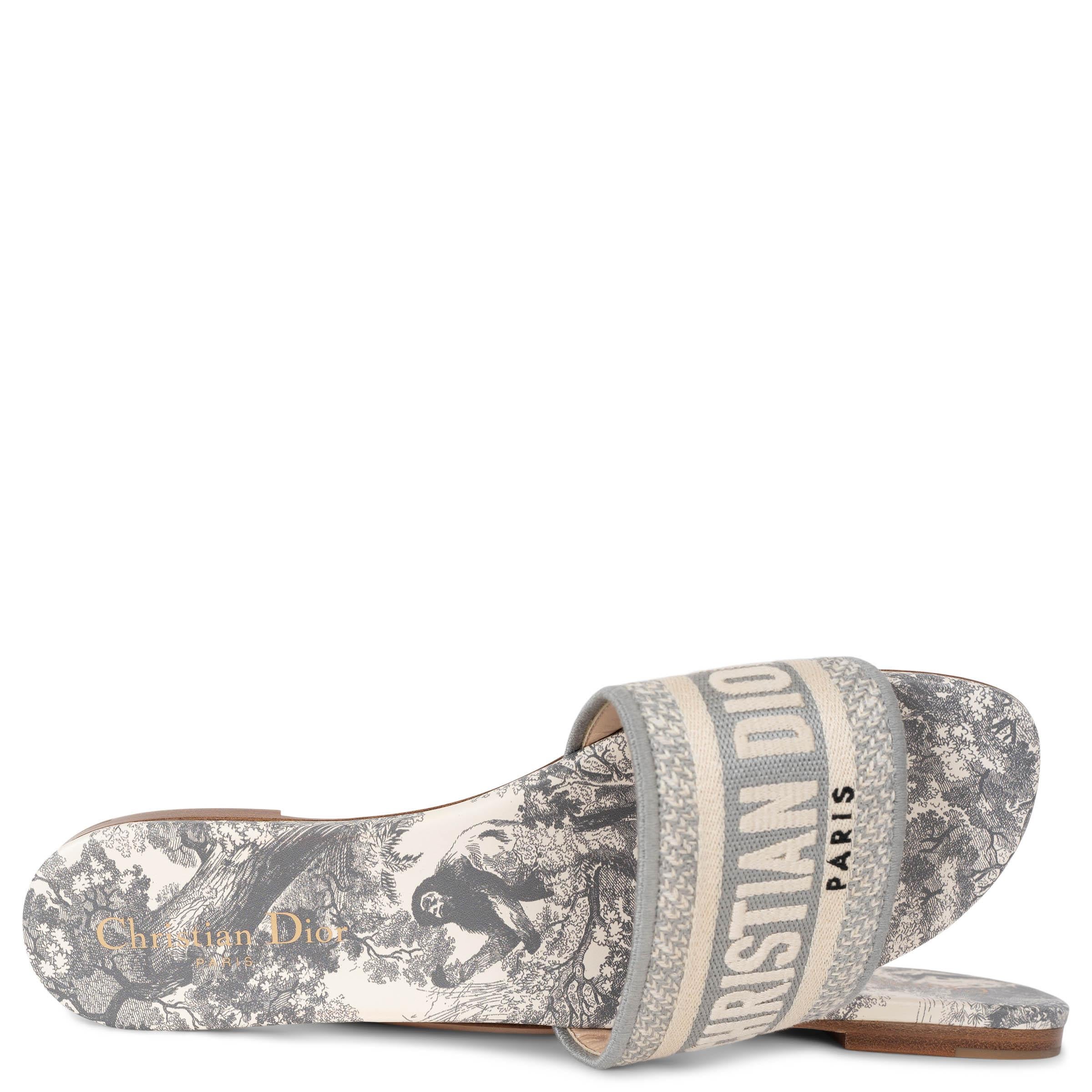 CHRISTIAN DIOR grey Toile de Jouy 2024 DWAY Slide Sandals Shoes 38 3