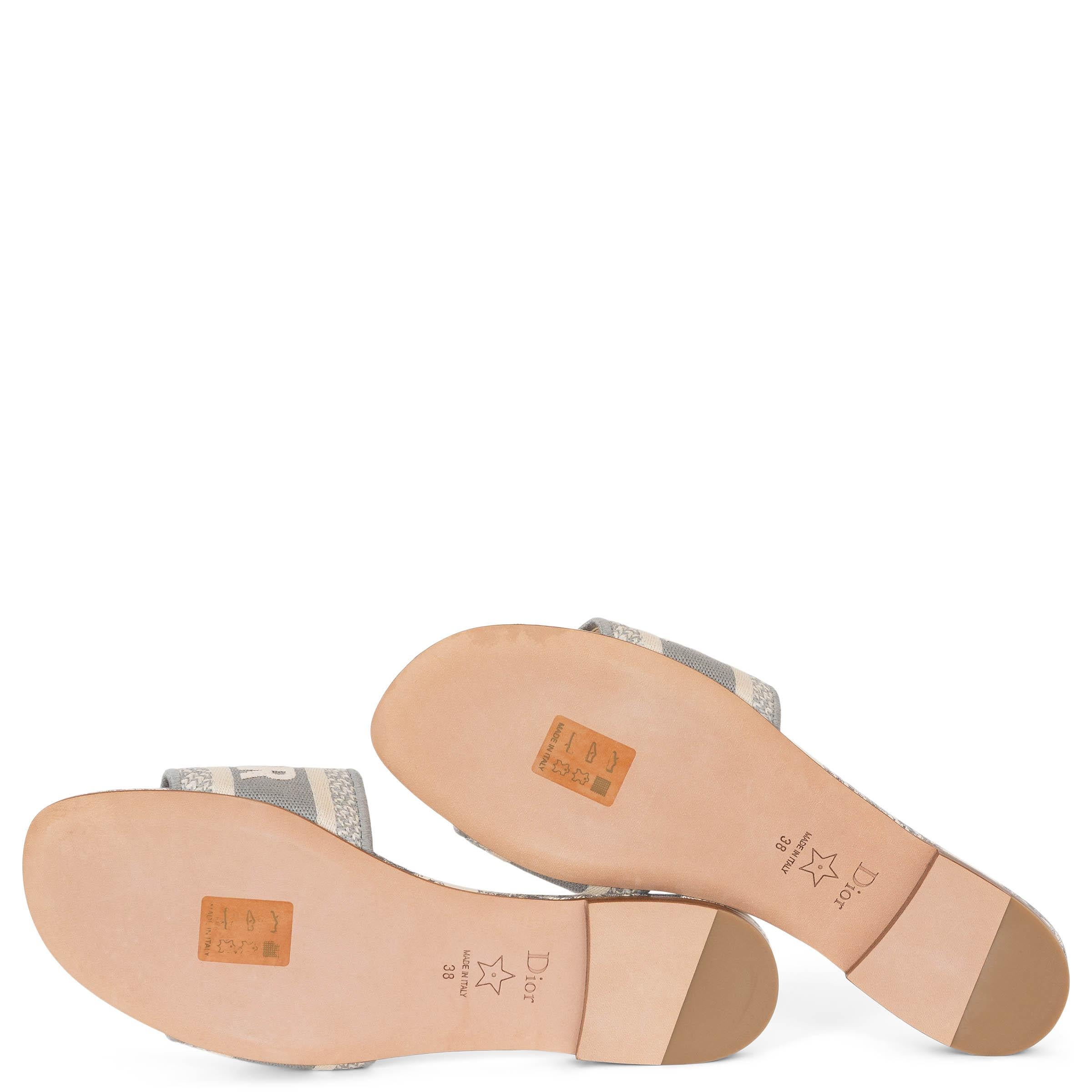 CHRISTIAN DIOR grey Toile de Jouy 2024 DWAY Slide Sandals Shoes 38 4