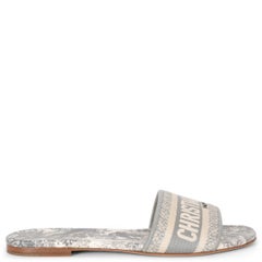 CHRISTIAN DIOR grey Toile de Jouy 2024 DWAY Slide Sandals Shoes 38