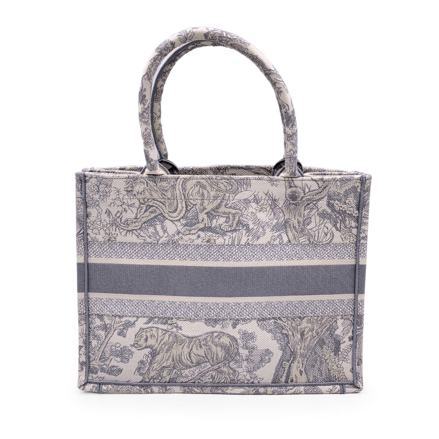 Gray Christian Dior Grey Toile De Jouy Medium Book Tote Bag Handbag