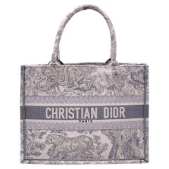 Christian Dior Grey Toile De Jouy Medium Book Tote Bag Handbag