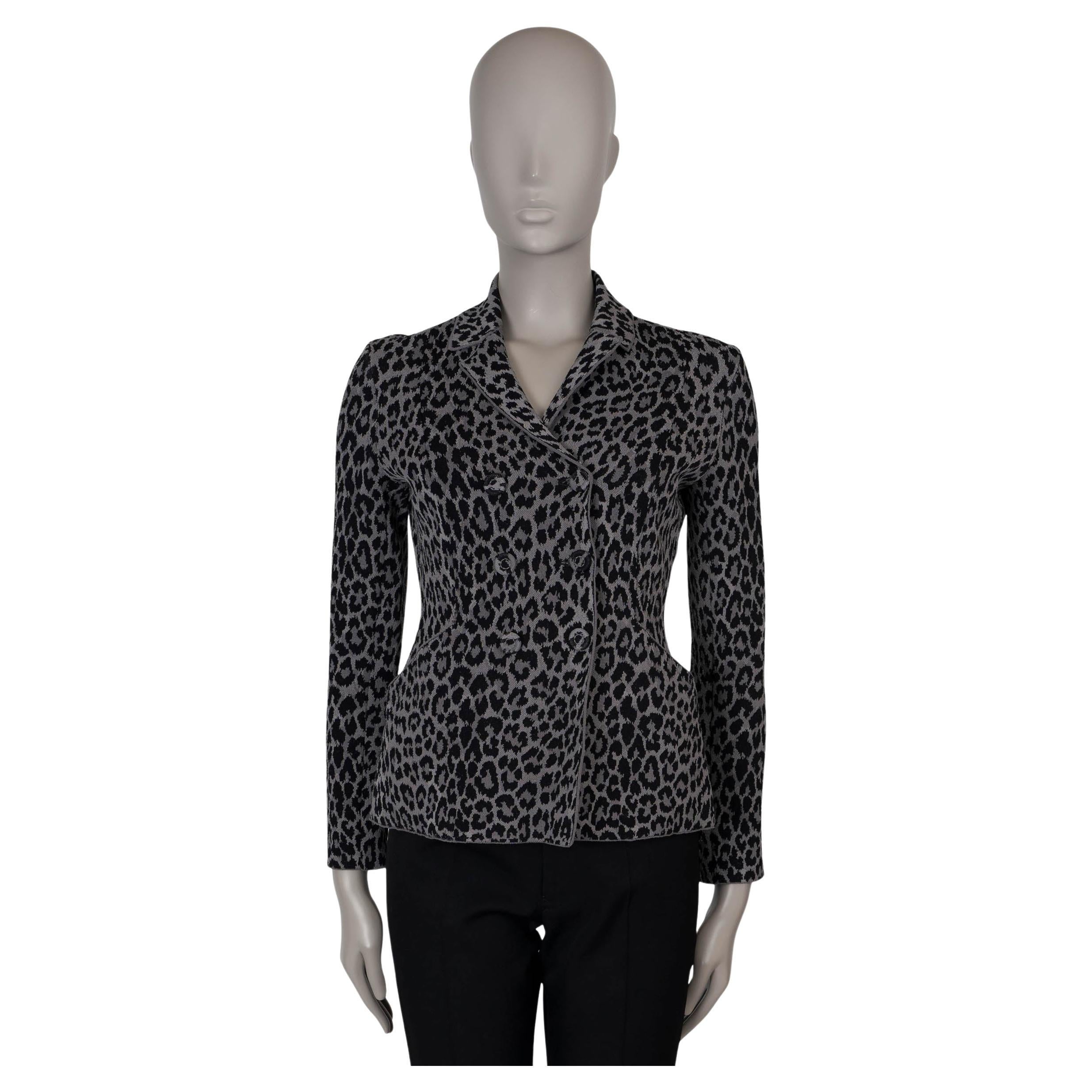 CHRISTIAN DIOR grey viscose 2021 MIZZA LEOPARD BAR Jacket 38 S
