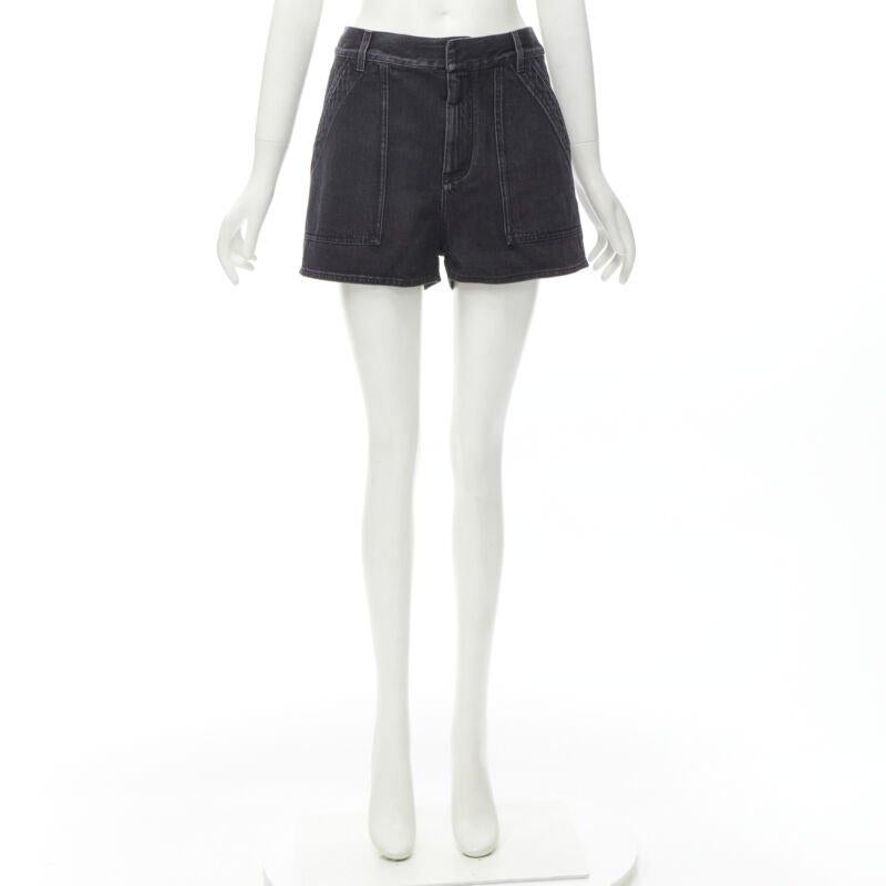 CHRISTIAN DIOR grey washed cotton denim cargo pocket shorts FR36 S 5
