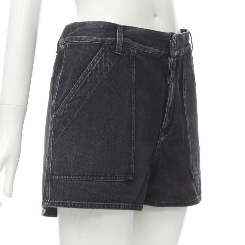 Black CHRISTIAN DIOR grey washed cotton denim cargo pocket shorts FR36 S