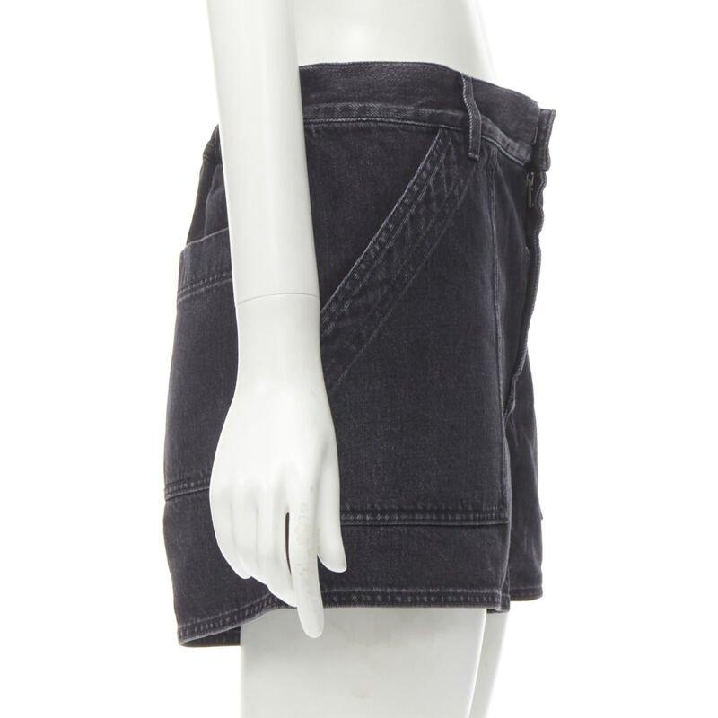 CHRISTIAN DIOR grey washed cotton denim cargo pocket shorts FR36 S In Excellent Condition In Hong Kong, NT