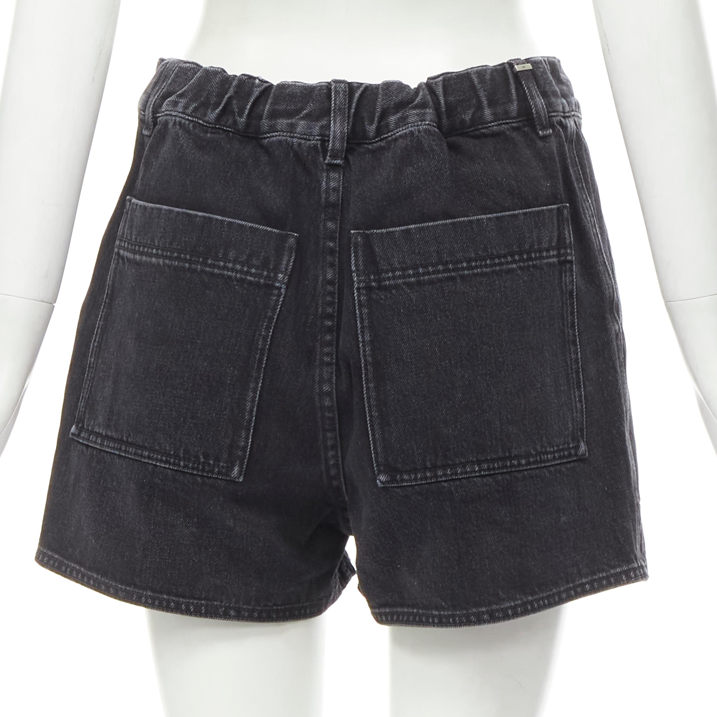 Black CHRISTIAN DIOR grey washed cotton denim cargo pocket shorts FR36 S For Sale