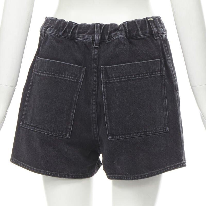 Women's CHRISTIAN DIOR grey washed cotton denim cargo pocket shorts FR36 S