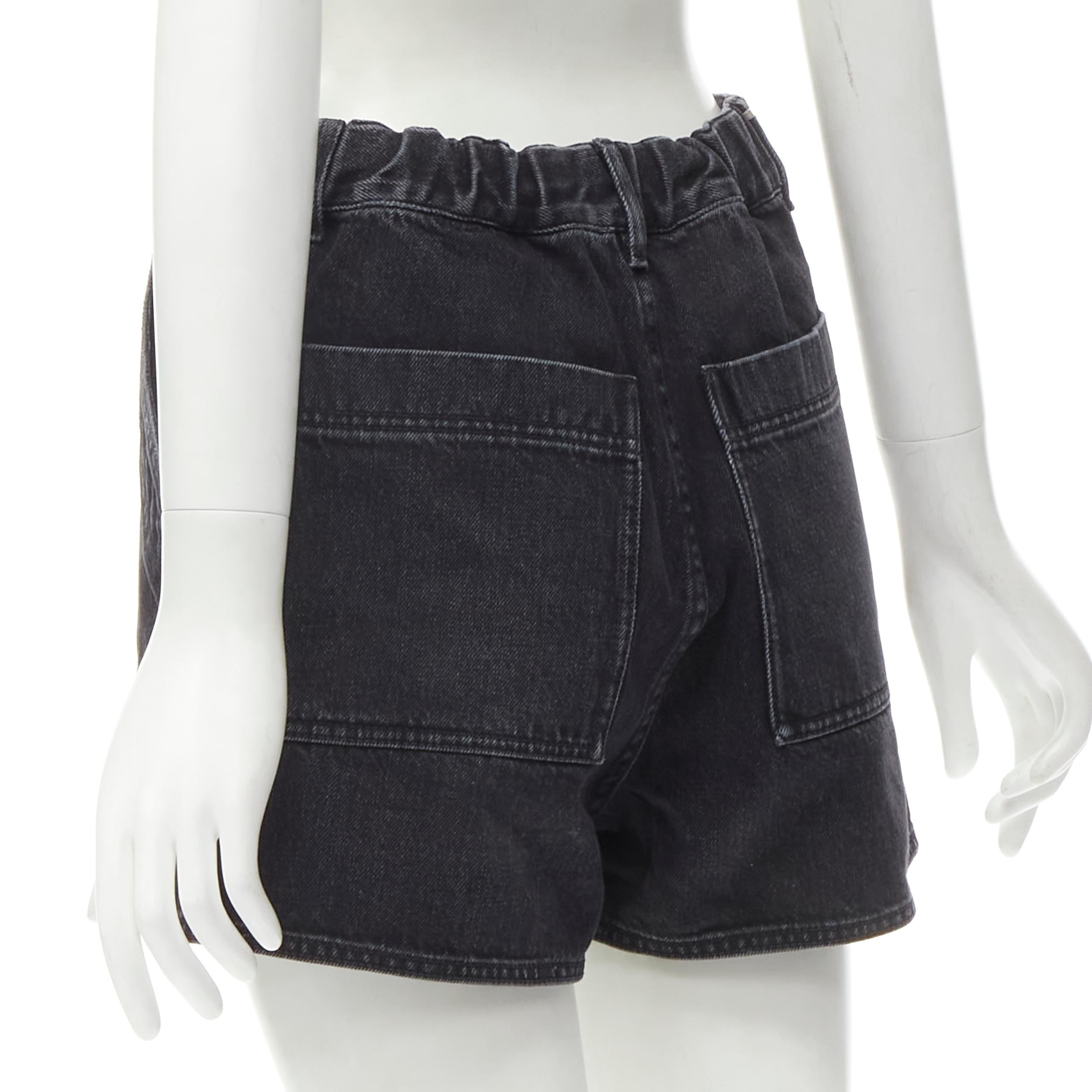 CHRISTIAN DIOR grey washed cotton denim cargo pocket shorts FR36 S In Excellent Condition For Sale In Hong Kong, NT
