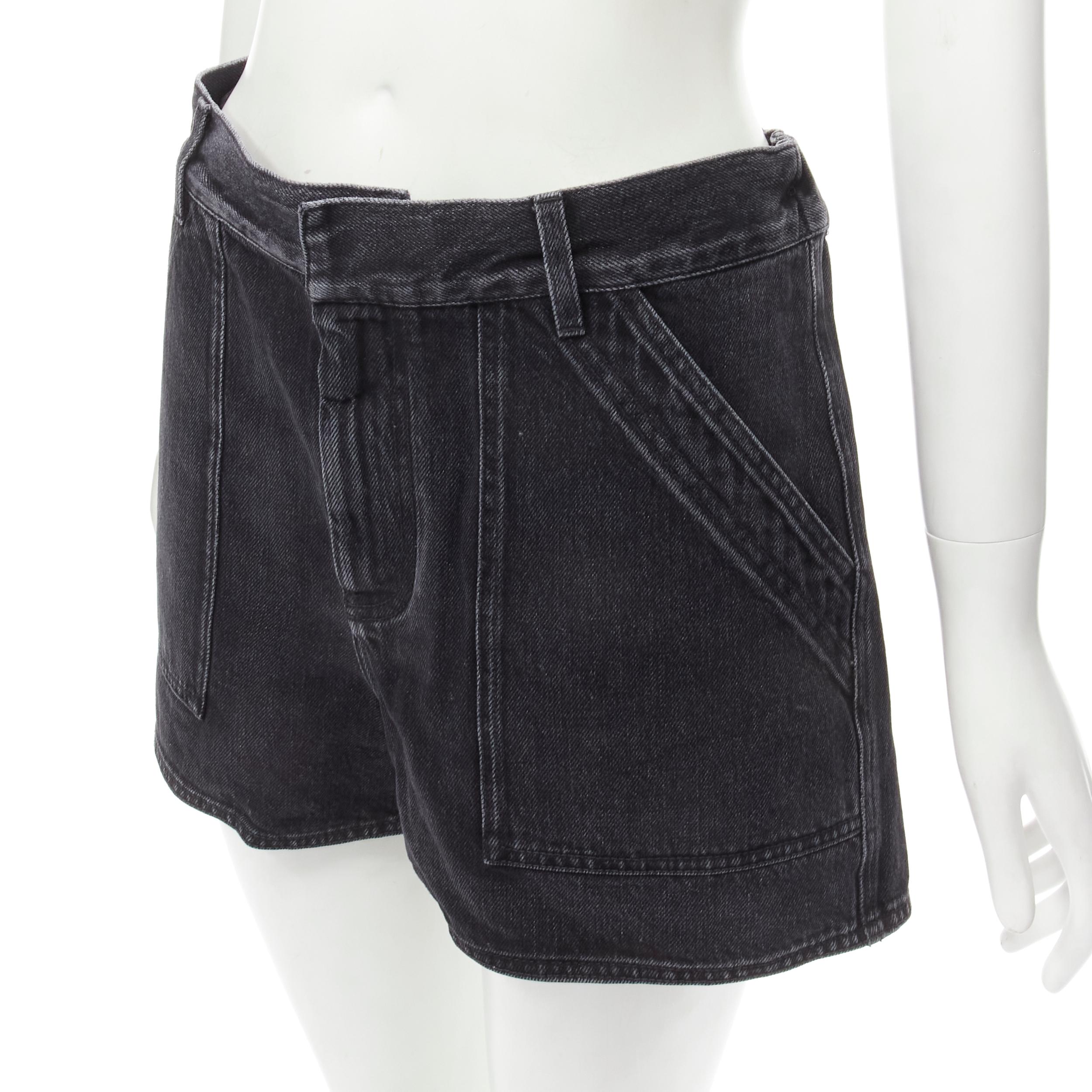 Women's CHRISTIAN DIOR grey washed cotton denim cargo pocket shorts FR36 S For Sale