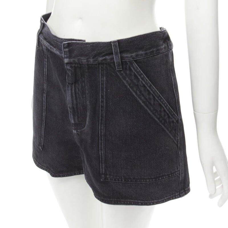 CHRISTIAN DIOR grey washed cotton denim cargo pocket shorts FR36 S 2