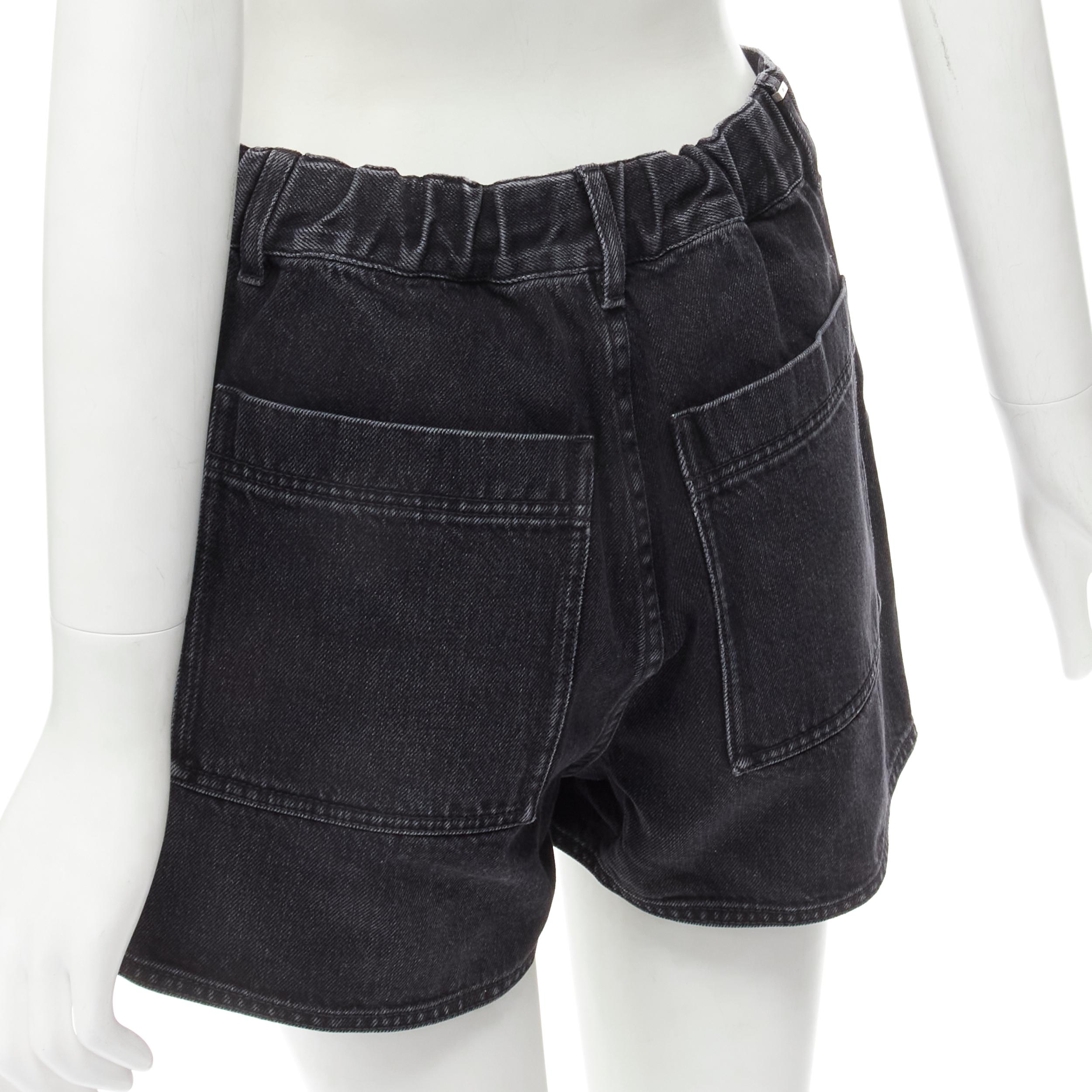 CHRISTIAN DIOR grey washed cotton denim cargo pocket shorts FR36 S For Sale 1