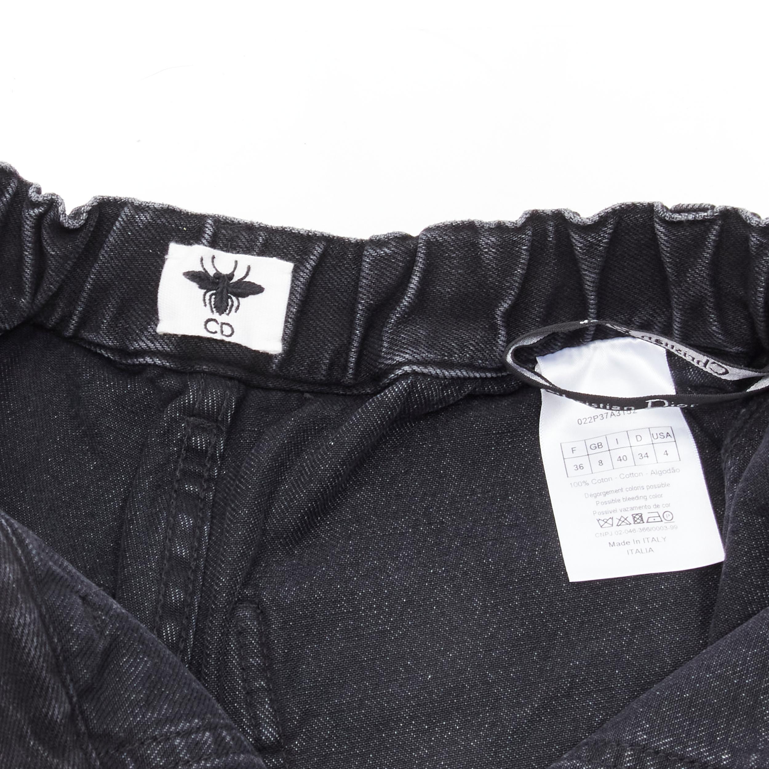 CHRISTIAN DIOR grey washed cotton denim cargo pocket shorts FR36 S For Sale 2
