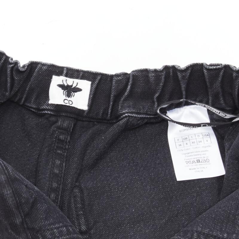 CHRISTIAN DIOR grey washed cotton denim cargo pocket shorts FR36 S 4