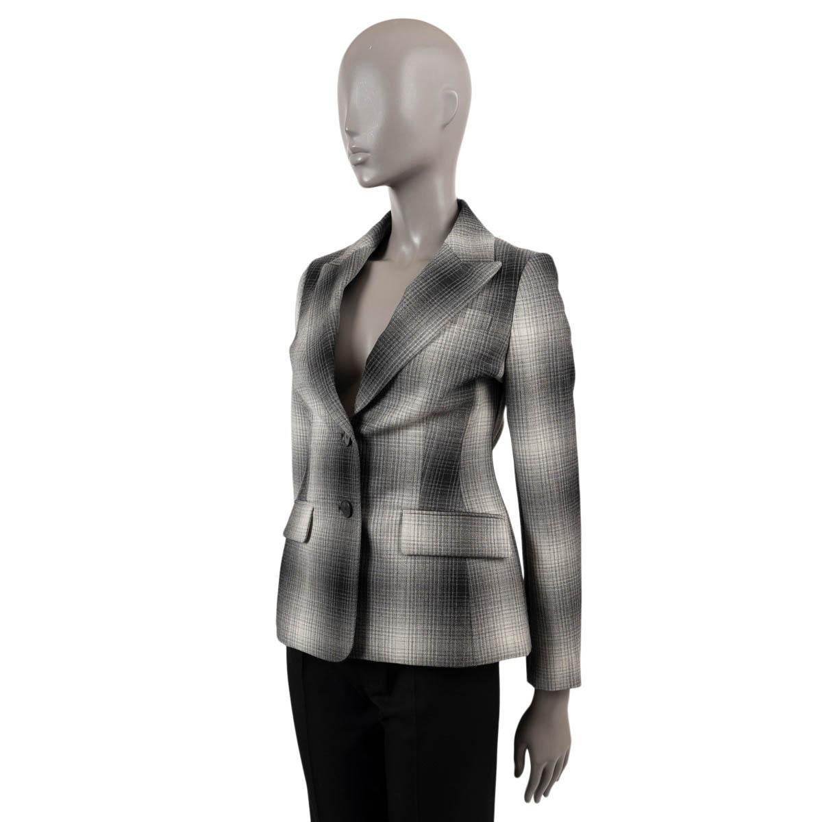 Women's CHRISTIAN DIOR grey wool 2020 GRADIENT PLAID Blazer Jacket 36 XS