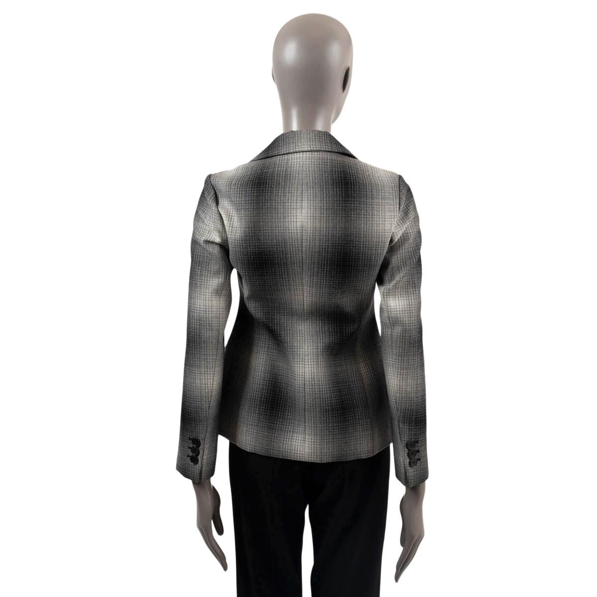 CHRISTIAN DIOR grey wool 2020 GRADIENT PLAID Blazer Jacket 36 XS 1