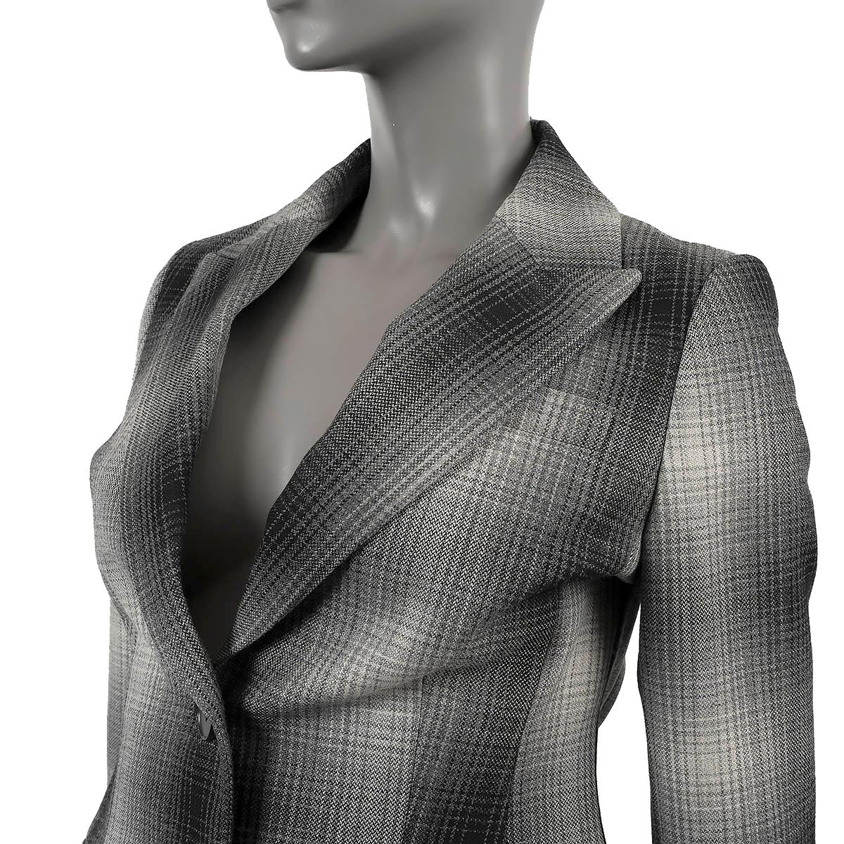 CHRISTIAN DIOR grey wool 2020 GRADIENT PLAID Blazer Jacket 36 XS 2