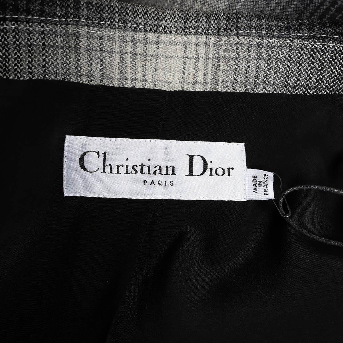 CHRISTIAN DIOR grey wool 2020 GRADIENT PLAID Blazer Jacket 36 XS 3