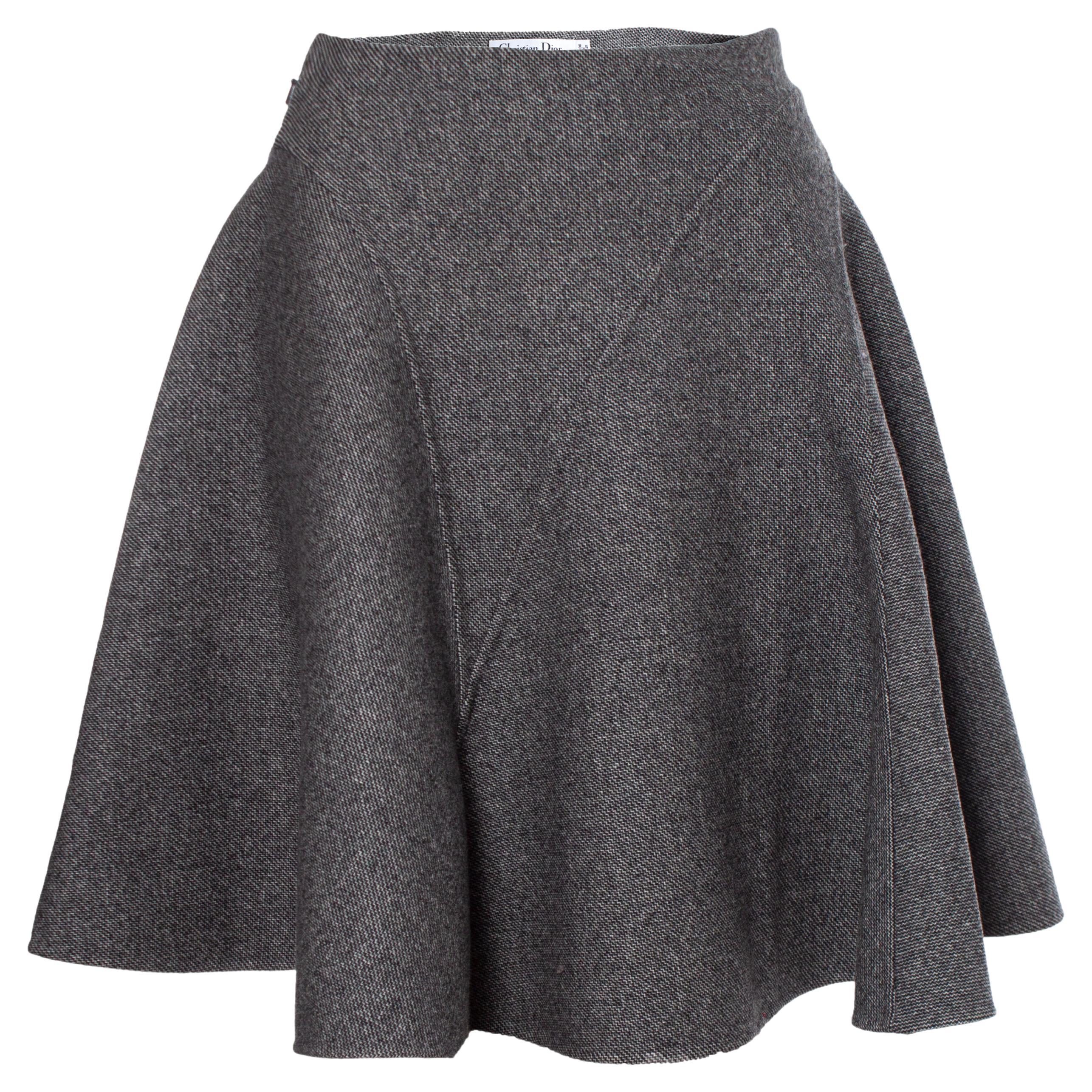 Christian Dior, Grey wool A line skirt For Sale