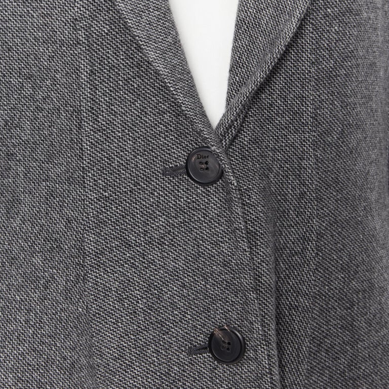 CHRISTIAN DIOR grey wool classic fit flared blazer swing coat dress ...