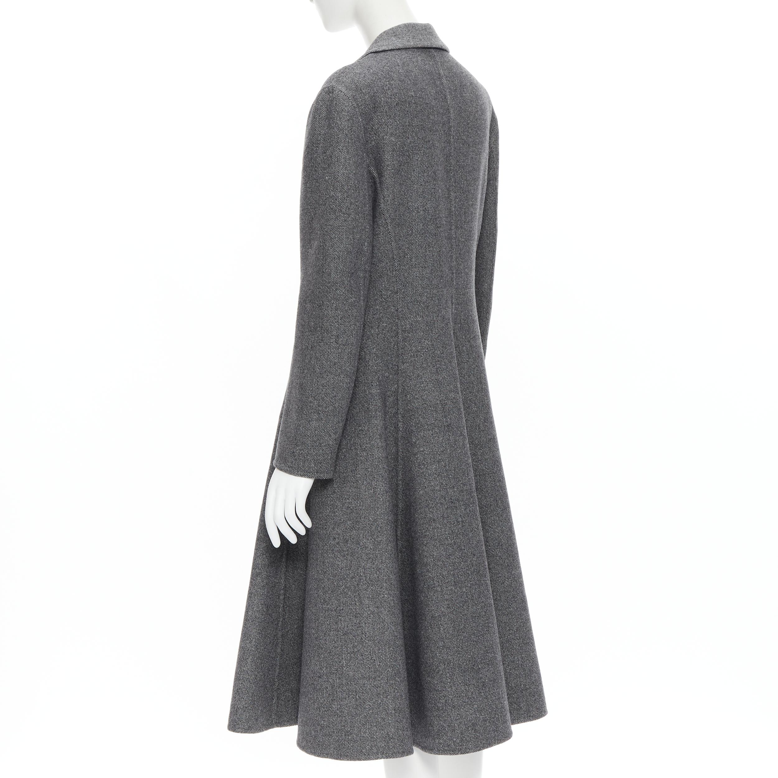 Gray CHRISTIAN DIOR grey wool classic fit flared blazer swing coat dress FR42 L