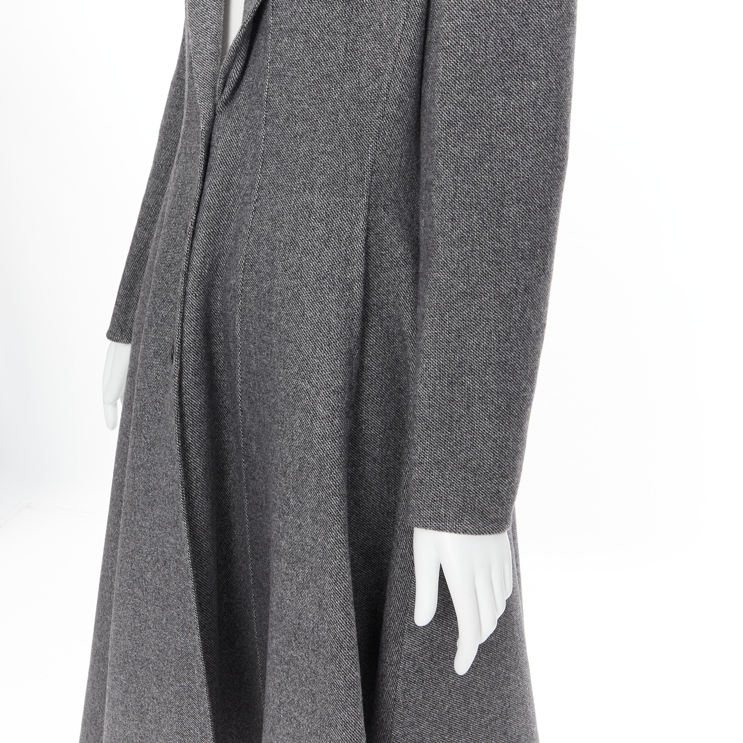 Women's CHRISTIAN DIOR grey wool classic fit flared blazer swing coat dress FR42 L