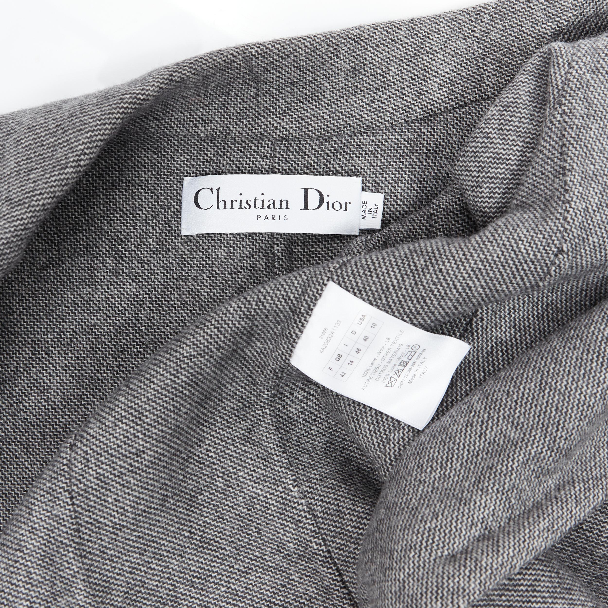 CHRISTIAN DIOR grey wool classic fit flared blazer swing coat dress FR42 L 1