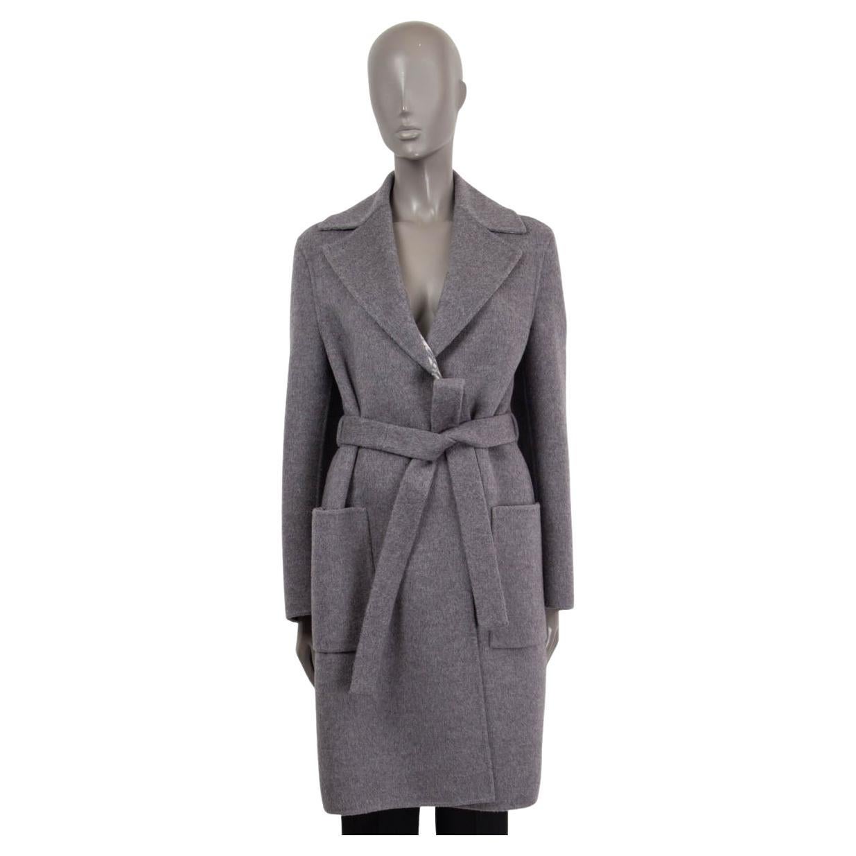 CHRISTIAN DIOR grey wool DOUBLE SIDED BELTED Coat Jacket S For Sale