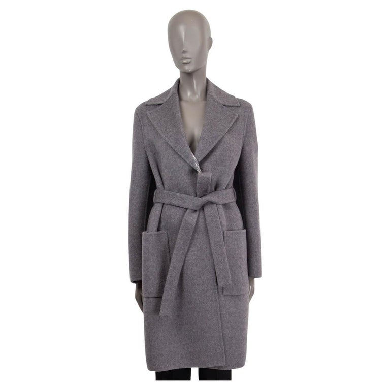 CHRISTIAN DIOR grey wool DOUBLE SIDED BELTED Coat Jacket S For Sale at  1stDibs