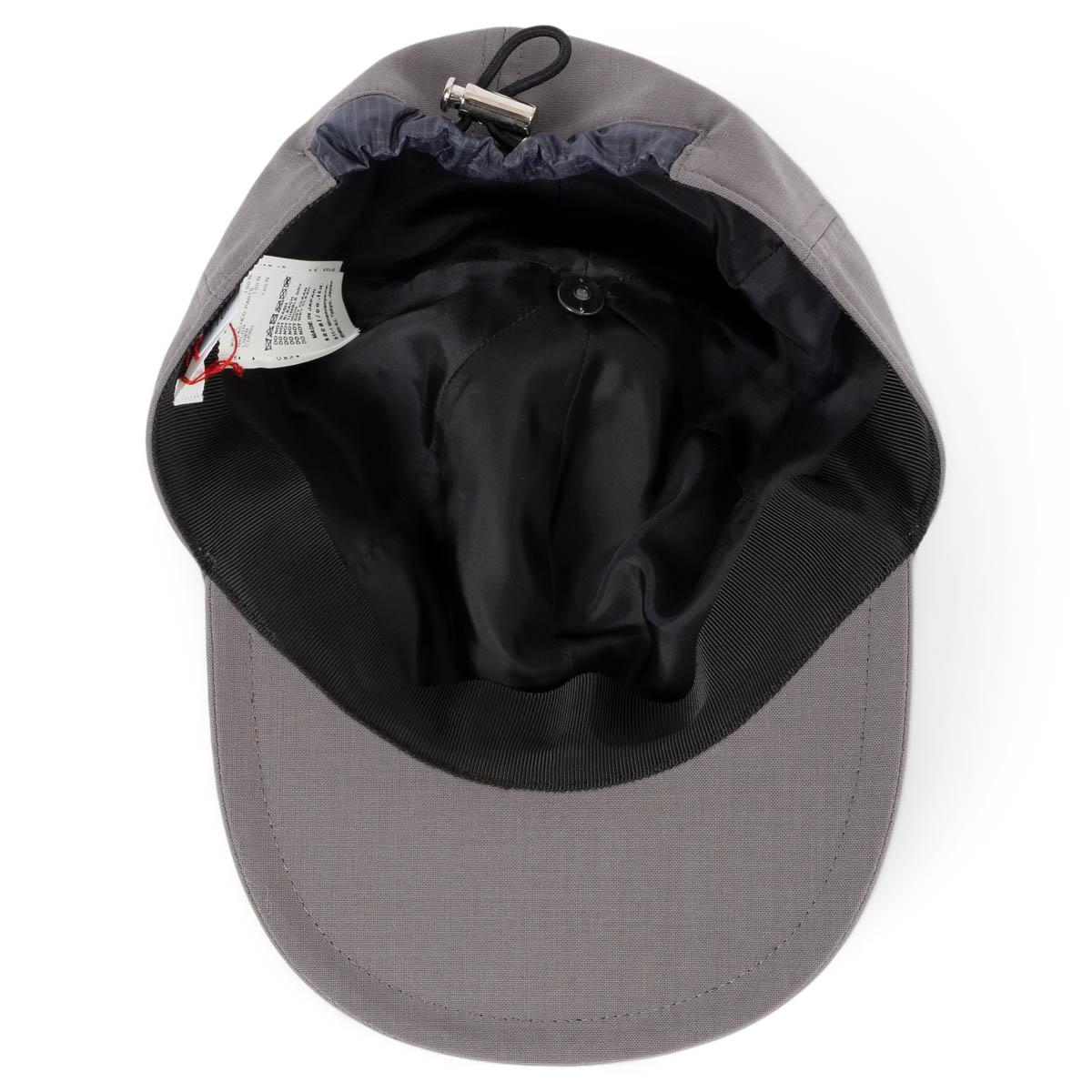 CHRISTIAN DIOR grey wool DRAWSTRING Baseball Cap Hat 2 56 For Sale 2