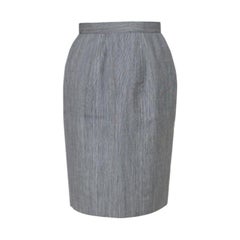 Christian Dior Falda lápiz de cintura alta de lana gris M