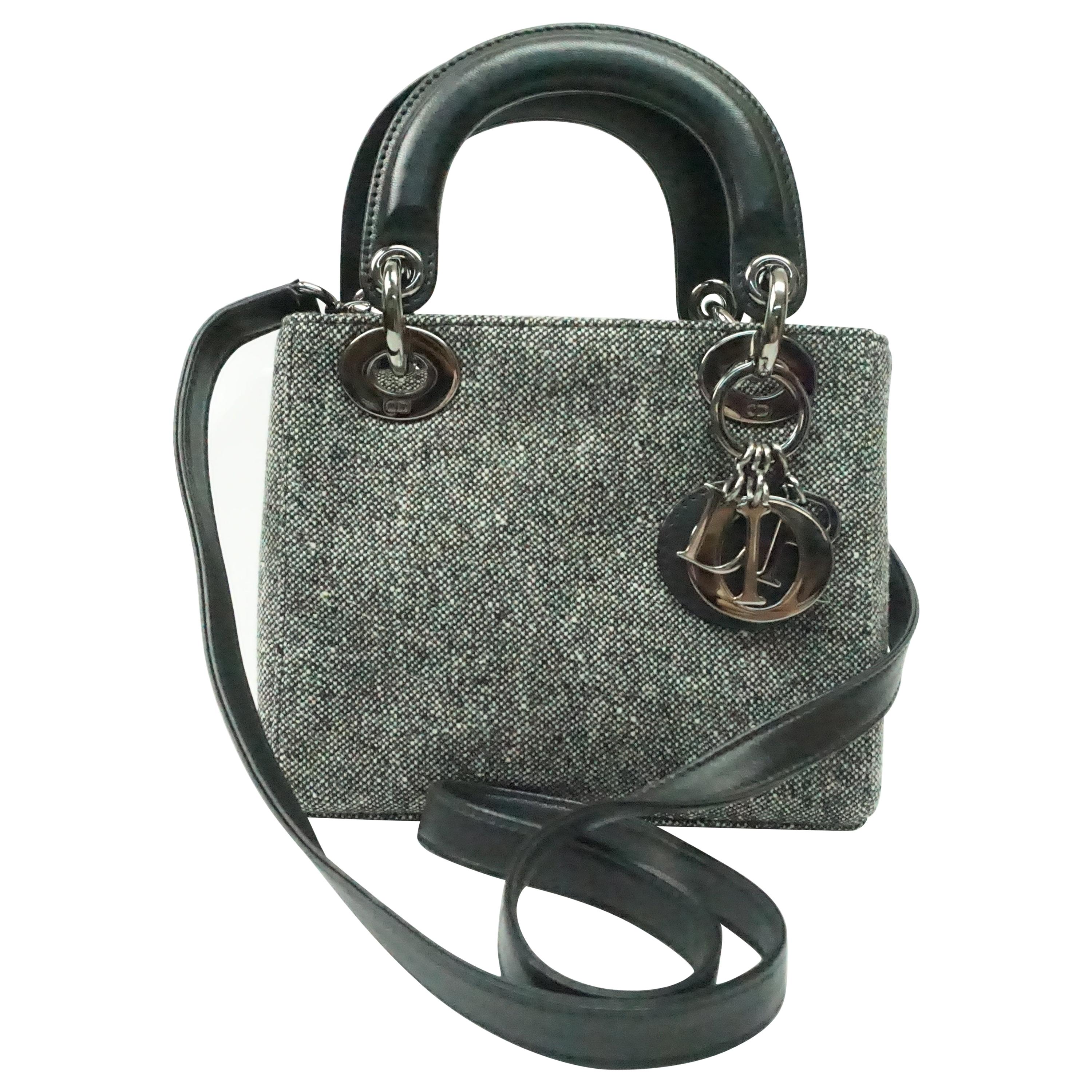 Christian Dior Grey Wool Mini Lady Dior Bag With Black Leather Cross-Body  Strap At 1Stdibs | Mini Lady Dior Grey, Black And Silver Dior Bag, Wool  Black Bag