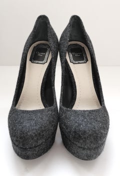 Christian Dior Grey Wool Platform Heels