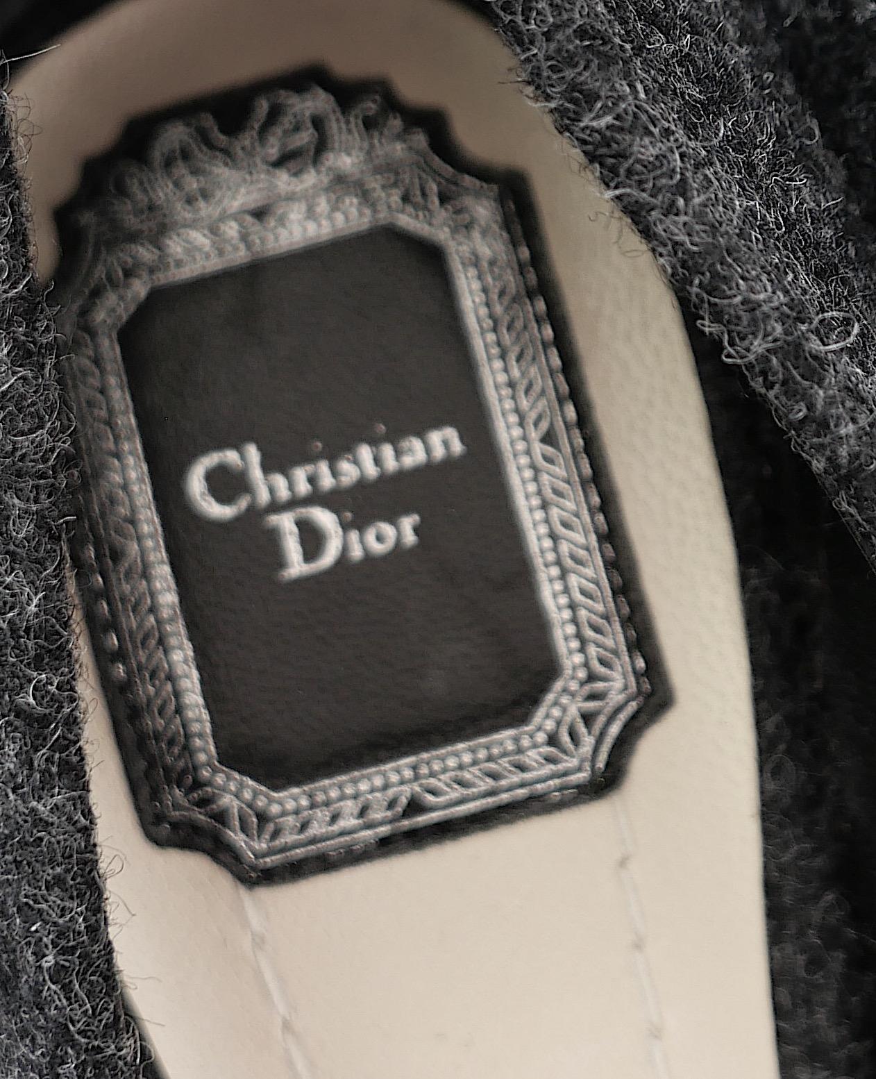 Black Christian Dior Grey Wool Platform Heels For Sale