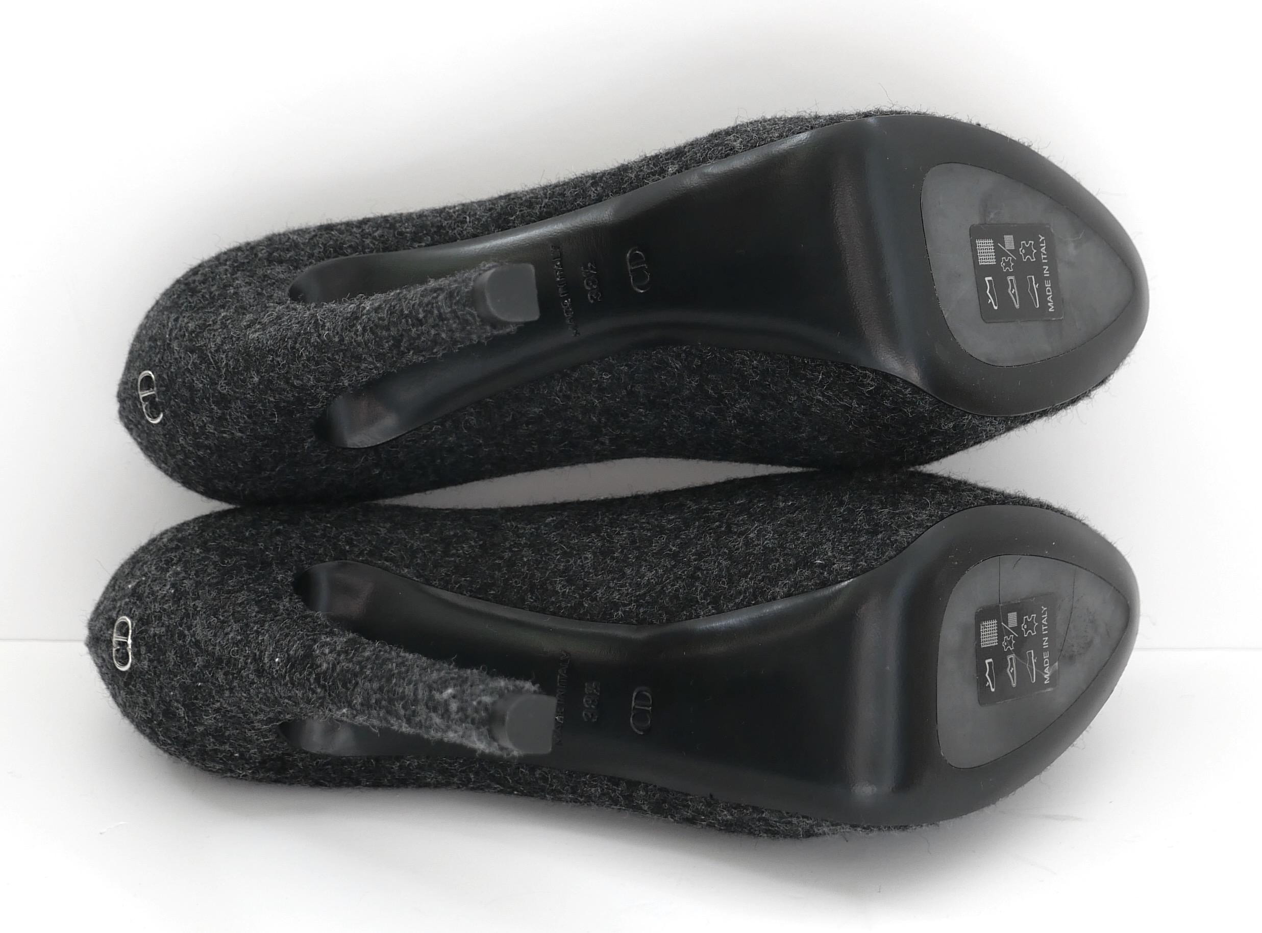Christian Dior Grey Wool Platform Heels For Sale 1