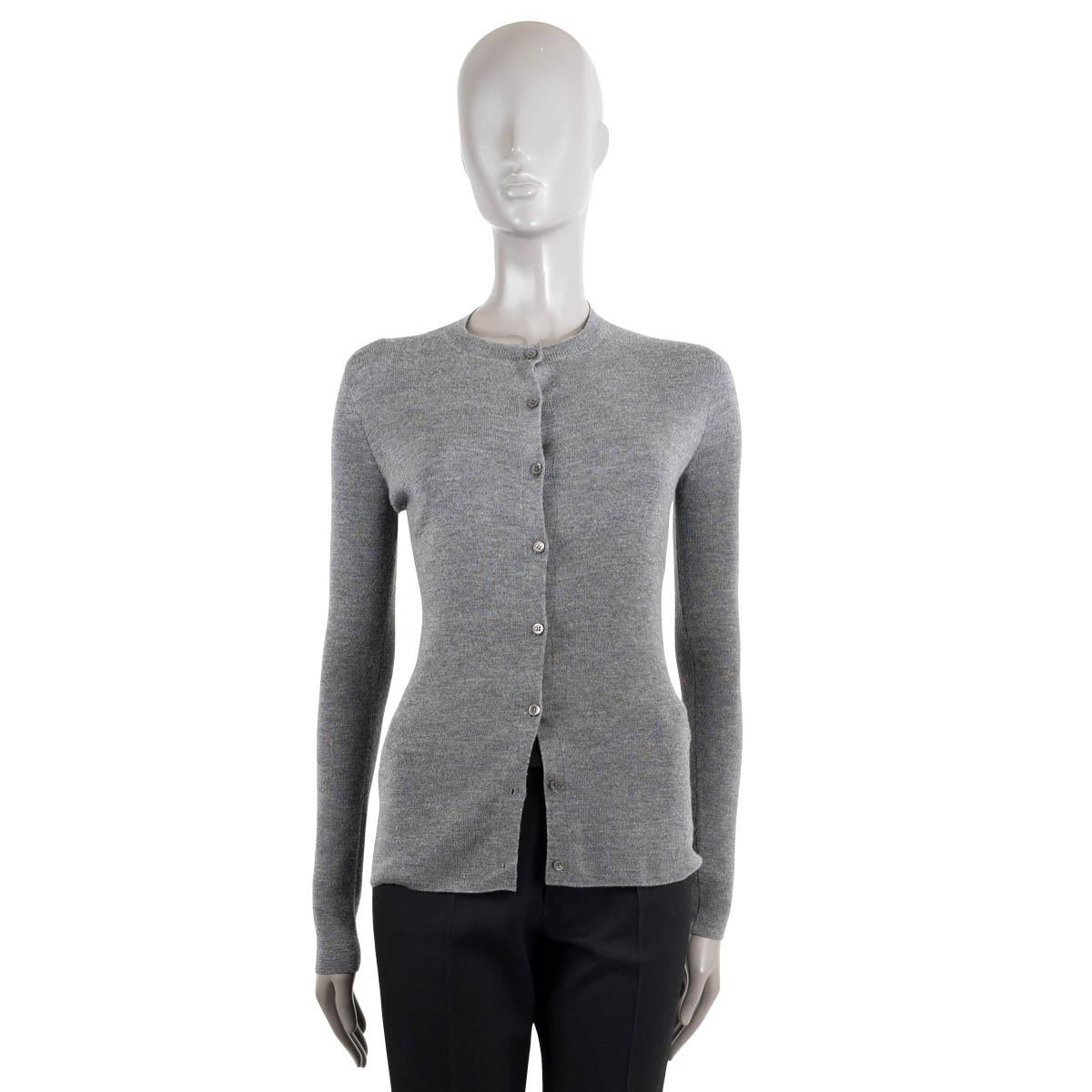 Women's CHRISTIAN DIOR grey wool & silk 2015 Cardigan Sweater 38 S For Sale