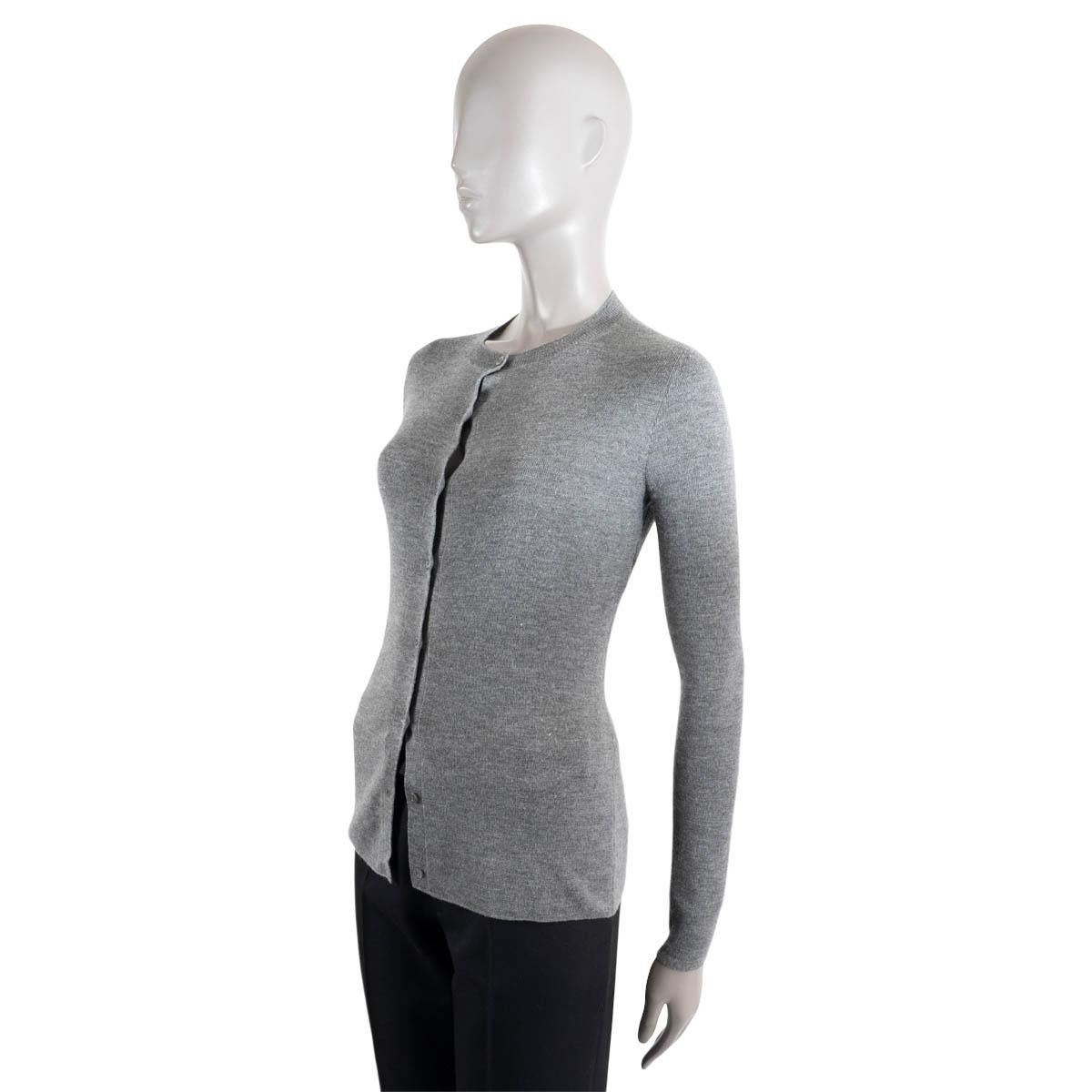 CHRISTIAN DIOR grey wool & silk 2015 Cardigan Sweater 38 S For Sale 1