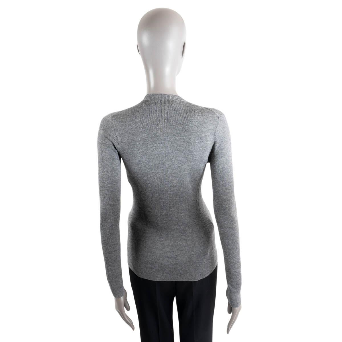 CHRISTIAN DIOR grey wool & silk 2015 Cardigan Sweater 38 S For Sale 2
