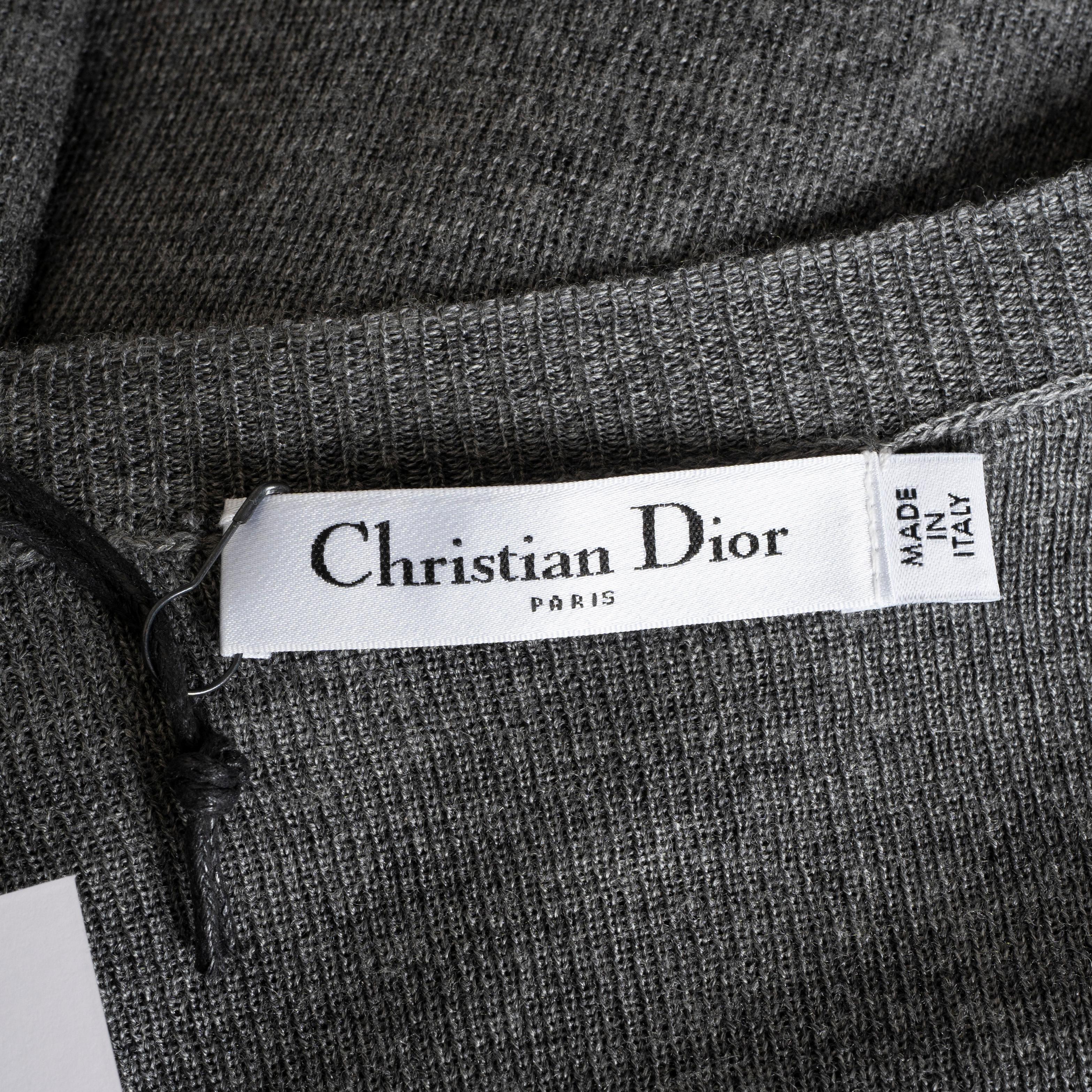 CHRISTIAN DIOR grey wool & silk 2015 Cardigan Sweater 38 S For Sale 5