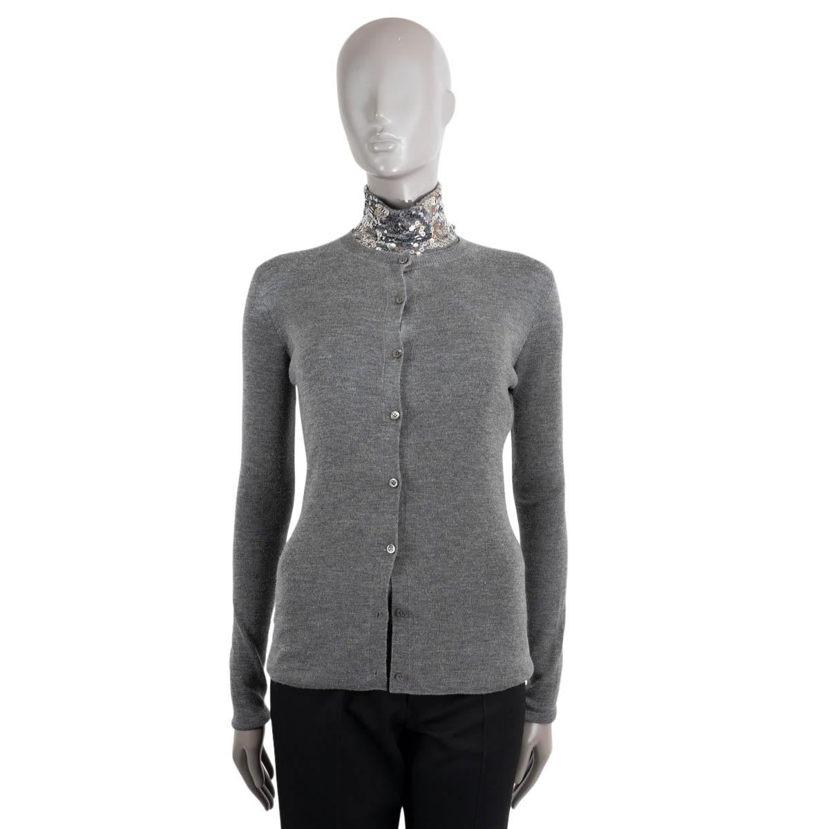 CHRISTIAN DIOR grey wool & silk 2015 Cardigan Sweater 38 S For Sale 6