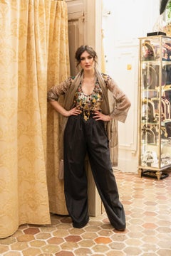 Christian Dior Grey Wool Wide-Leg Pants Haute Couture, Circa 90