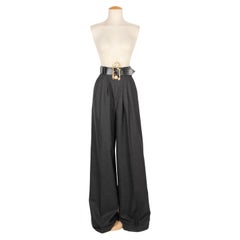 Vintage Christian Dior Grey Wool Wide-Leg Pants Haute Couture, Circa 90