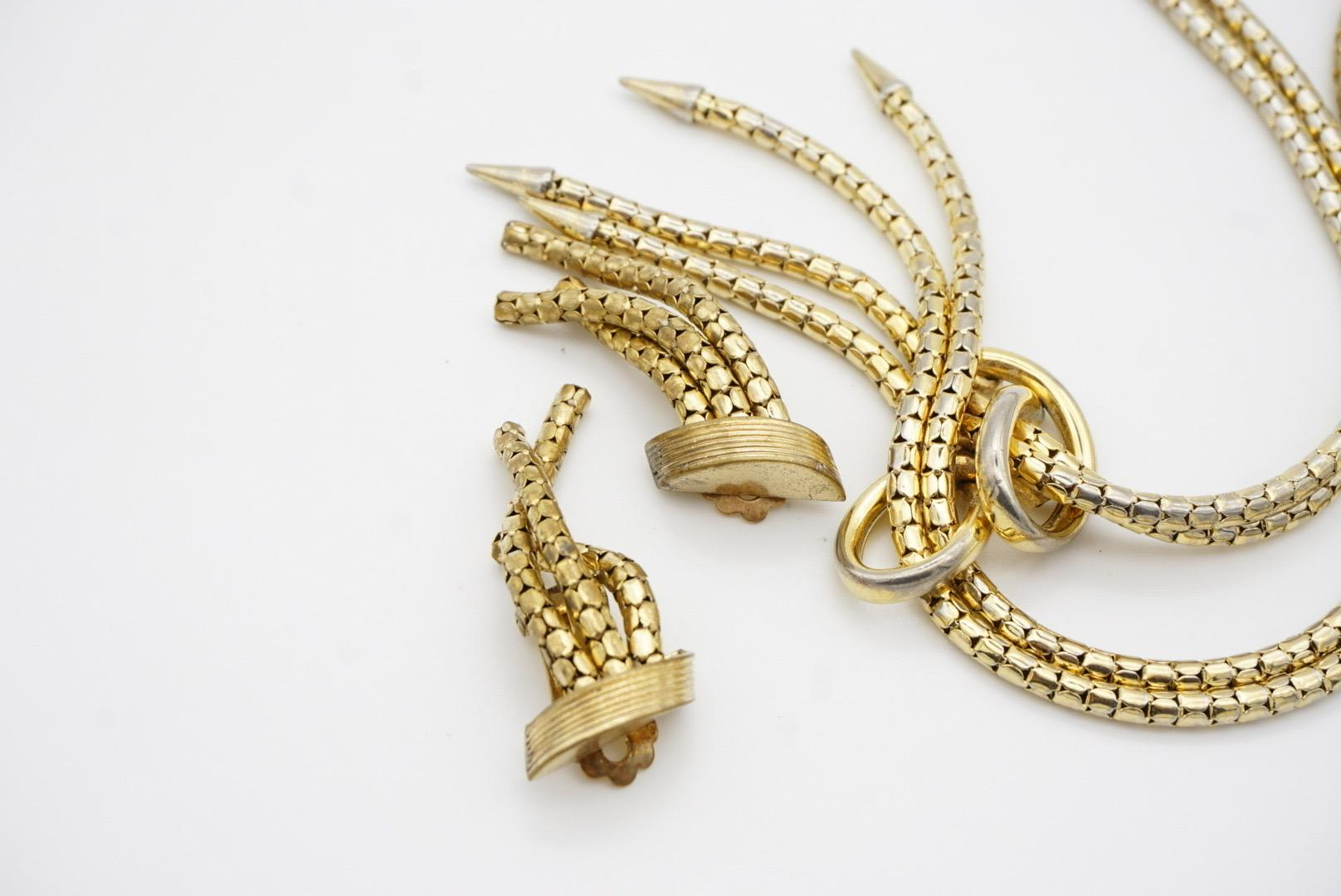 Christian Dior GROSSE 1958 Double Strands Cross Y Tassel Fringe Rope Gold 2 Set For Sale 6