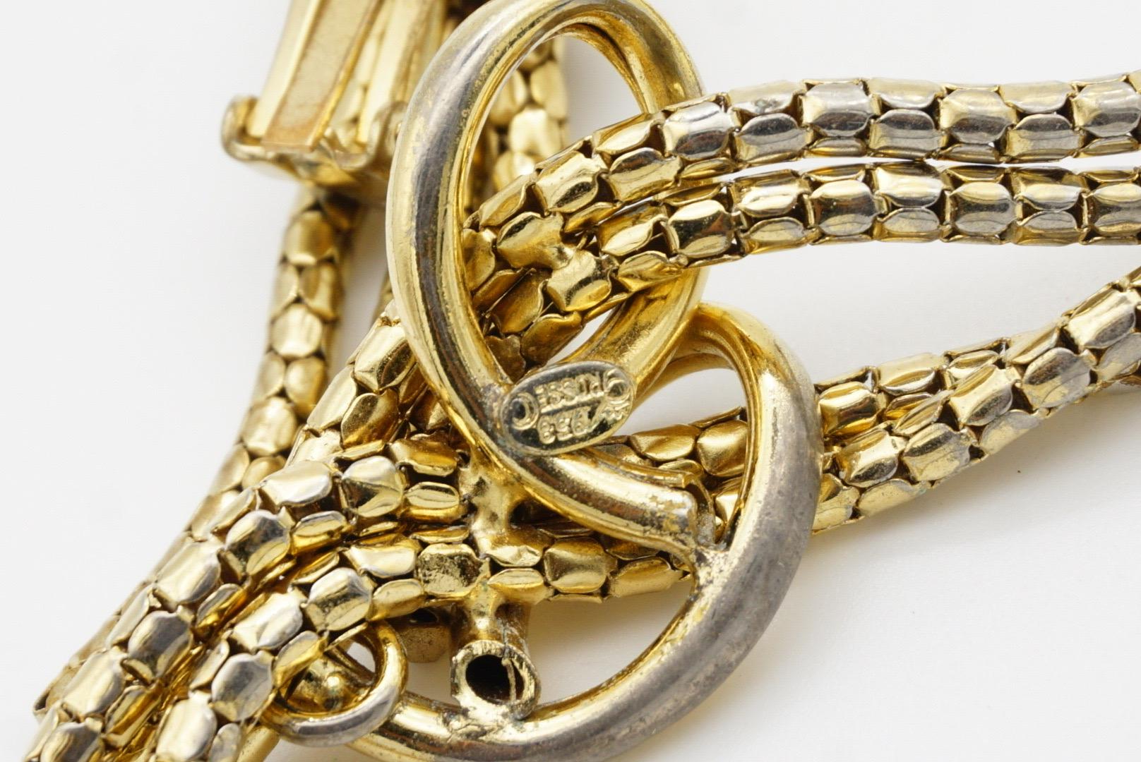 Christian Dior GROSSE 1958 Double Strands Cross Y Tassel Fringe Rope Gold 2 Set For Sale 8