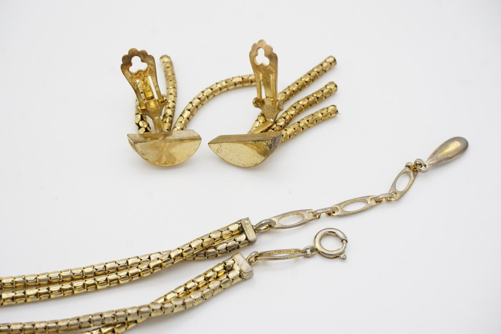 Christian Dior GROSSE 1958 Double Strands Cross Y Tassel Necklace Earrings Set For Sale 9