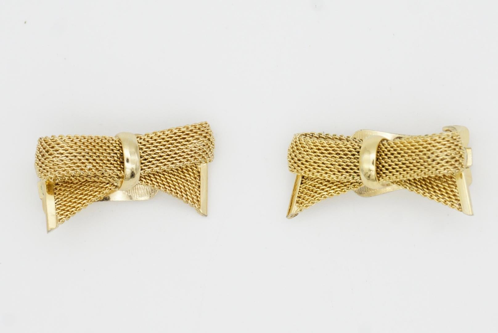 Christian Dior GROSSE 1958 Knot Bow Butterfly Ribbon Mesh Woven Clip Earrings en vente 5