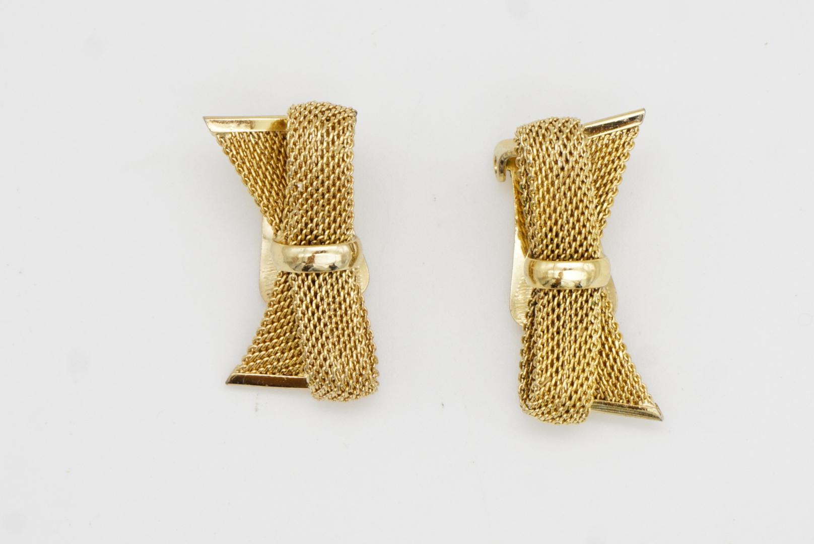 Christian Dior GROSSE 1958 Knot Bow Butterfly Ribbon Mesh Woven Clip Earrings en vente 6