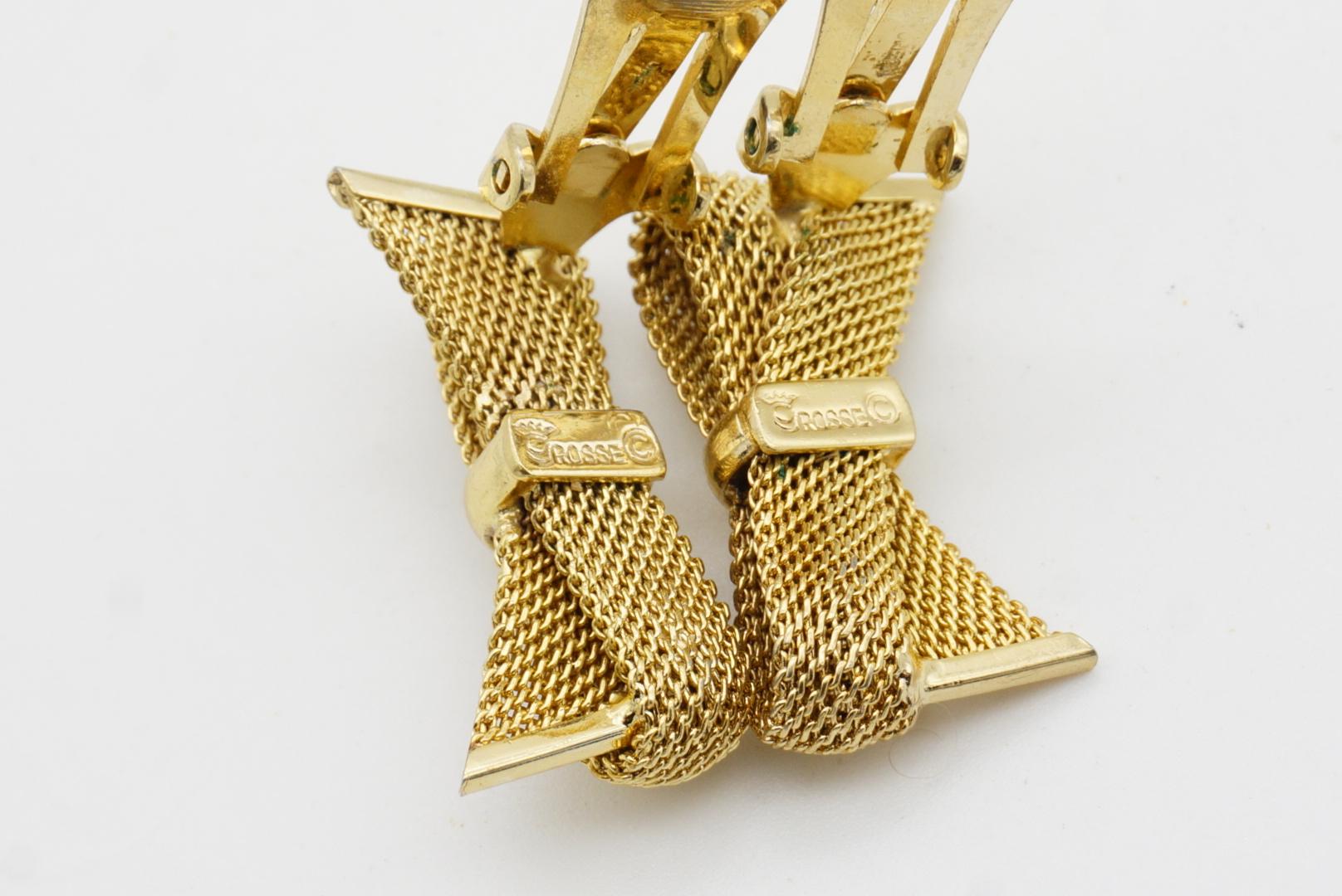 Christian Dior GROSSE 1958 Knot Bow Butterfly Ribbon Mesh Woven Clip Earrings 9