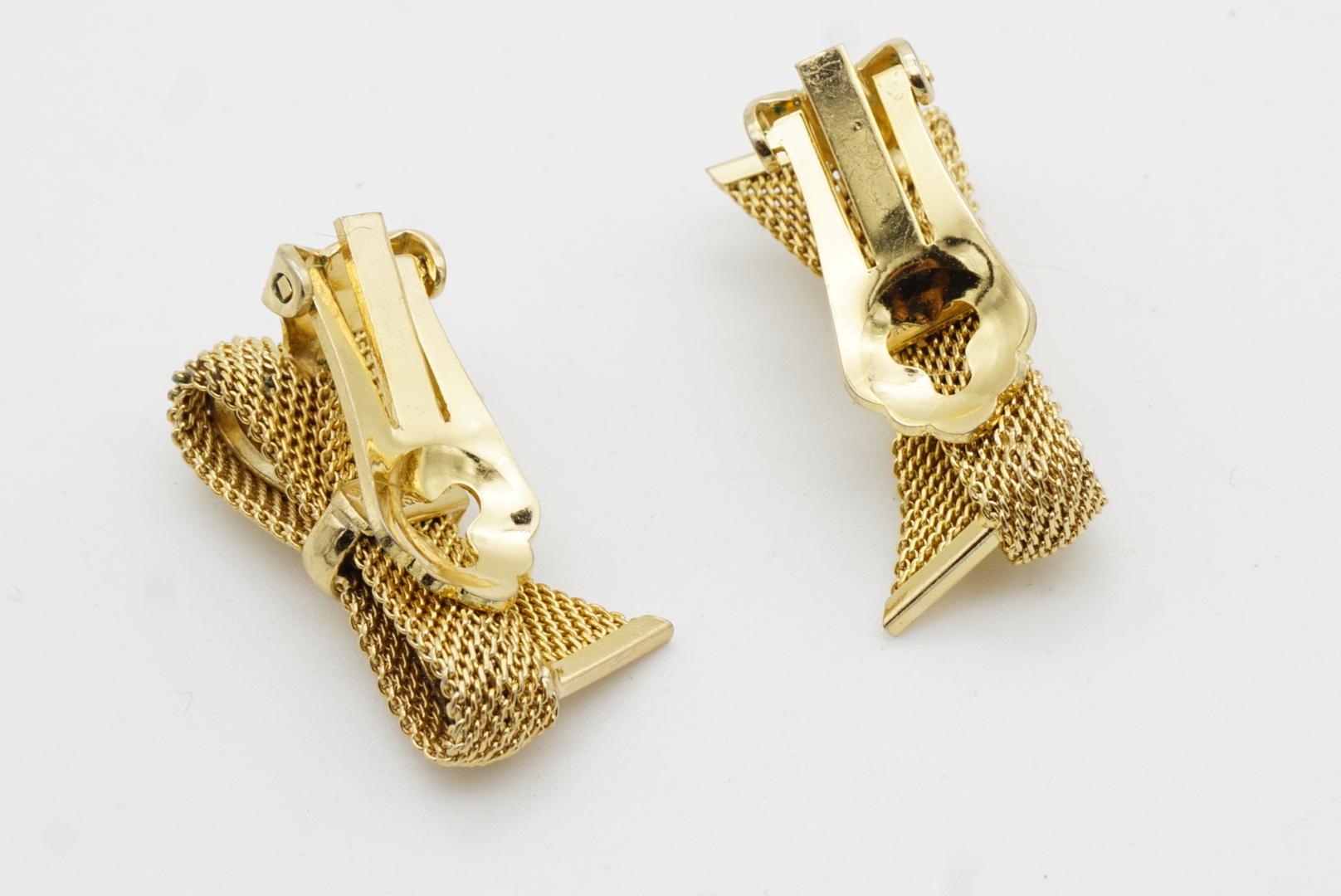 Christian Dior GROSSE 1958 Knot Bow Butterfly Ribbon Mesh Woven Clip Earrings en vente 9