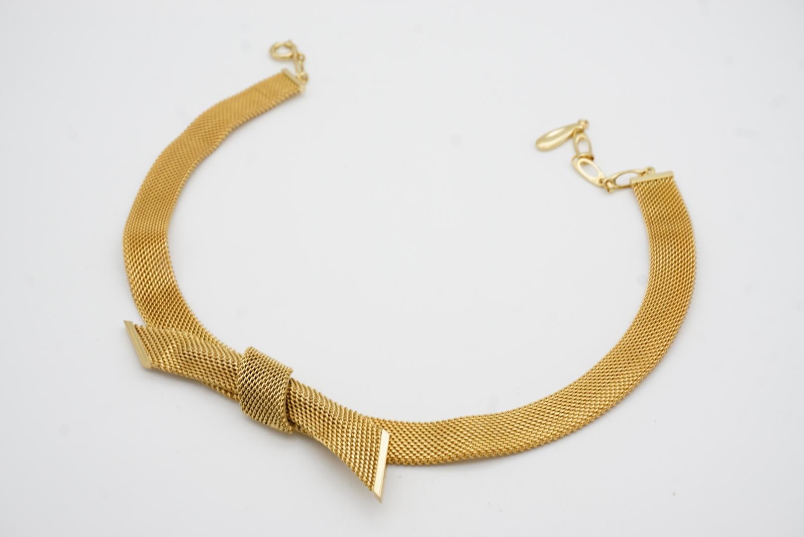 Christian Dior GROSSE 1958 Large Bow Ribbon Butterfly Mesh Woven Gold Necklace For Sale 5