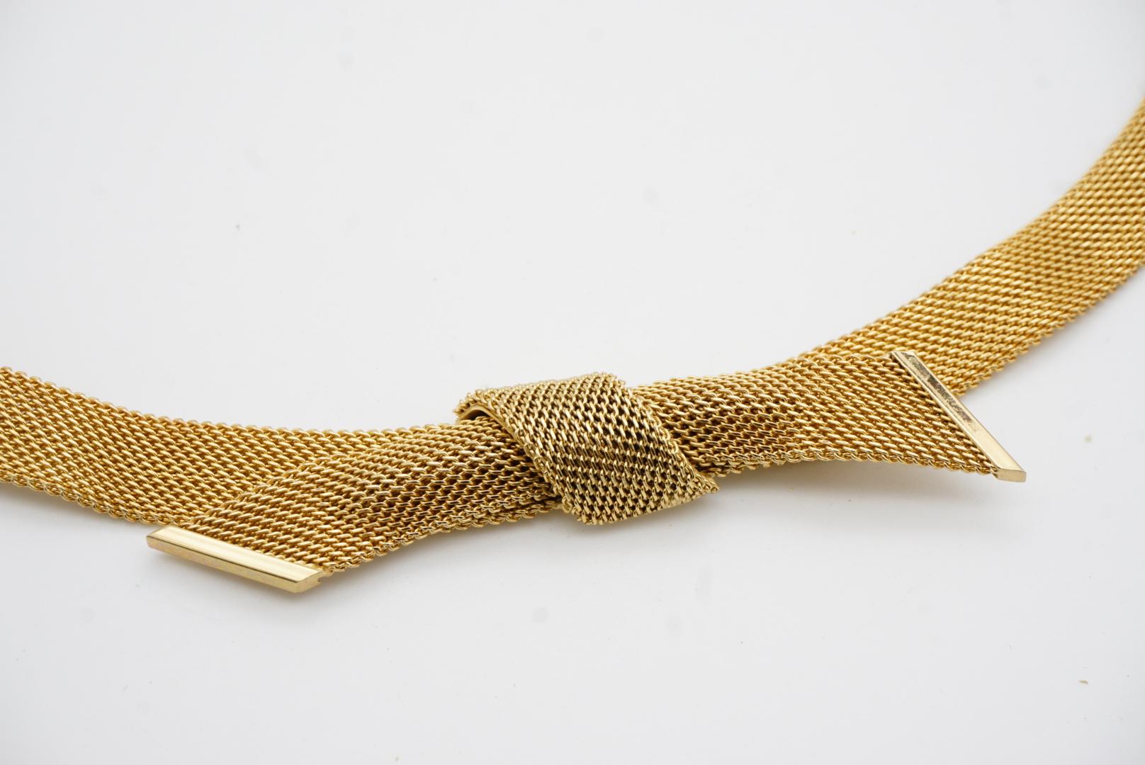 Christian Dior GROSSE 1958 Large Bow Ribbon Butterfly Mesh Woven Gold Necklace For Sale 6